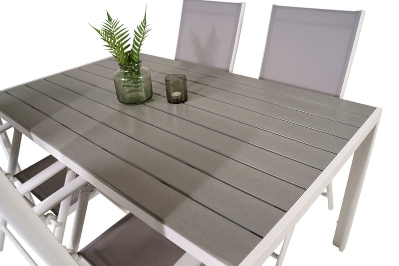 Buitepos Matgrupp inkl 4 Positionsstolar - Polywood/Vit - Utemöbler - Utegrupp - Matgrupp utomhus