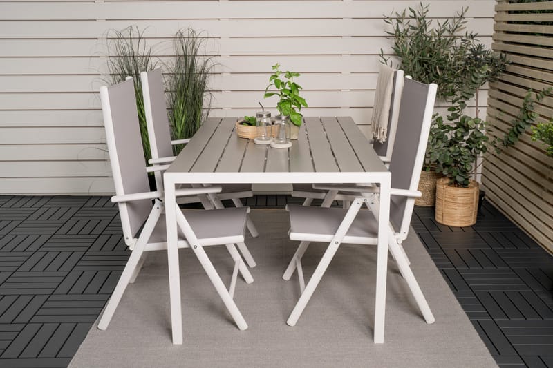 Buitepos Matgrupp inkl 4 Positionsstolar - Polywood/Vit - Utemöbler - Utegrupp - Matgrupp utomhus