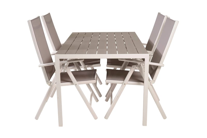 Buitepos Matgrupp inkl 4 Positionsstolar - Polywood/Vit - Utemöbler - Utegrupp - Matgrupp utomhus