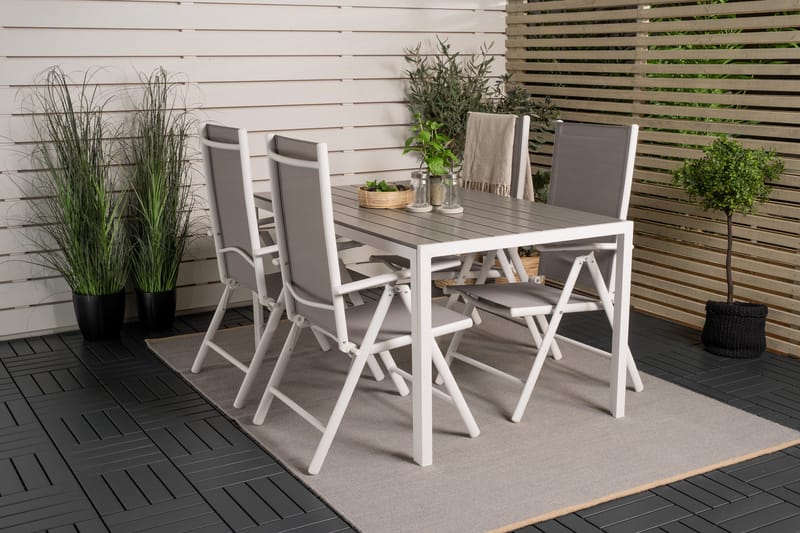 Buitepos Matgrupp inkl 4 Positionsstolar - Polywood/Vit - Utemöbler - Utegrupp - Matgrupp utomhus