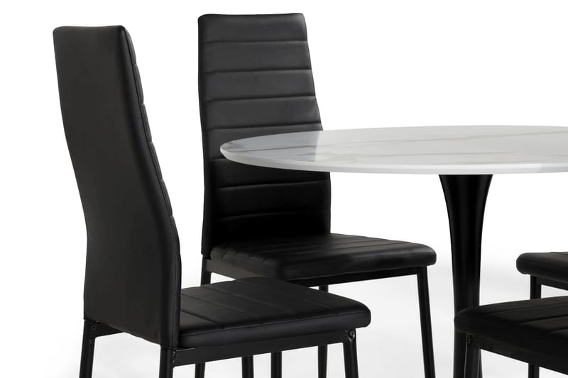 Caitly Matgrupp 100 cm Rund med 4 Ted Stol - Vit/Svart/Metall - Möbler - Bord & matgrupper - Matgrupper