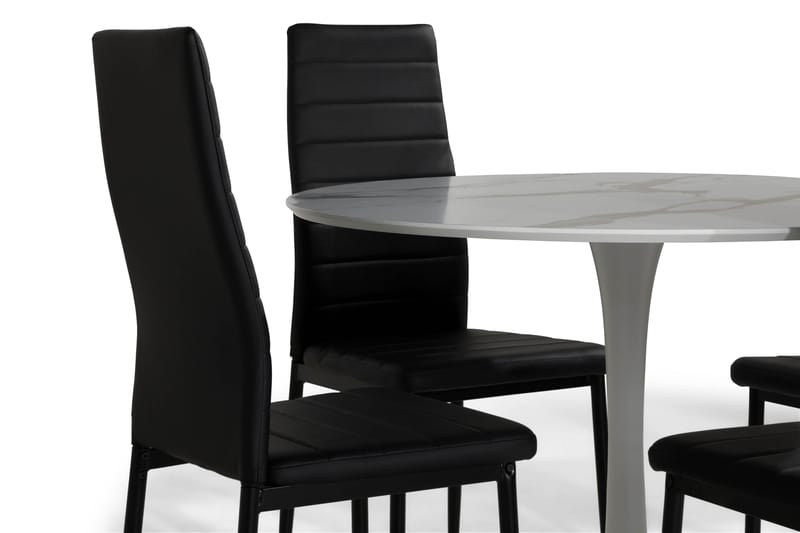 Caitly Matgrupp 100 cm Rund med 4 Ted Stol - Vit/Svart/Metall - Möbler - Bord & matgrupper - Matgrupper
