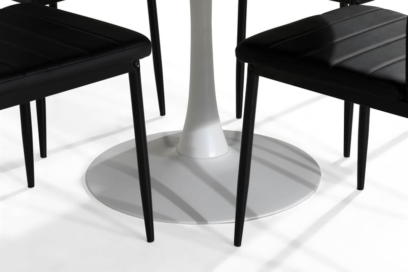 Caitly Matgrupp 100 cm Rund med 4 Ted Stol - Vit/Svart/Metall - Möbler - Bord & matgrupper - Matgrupper