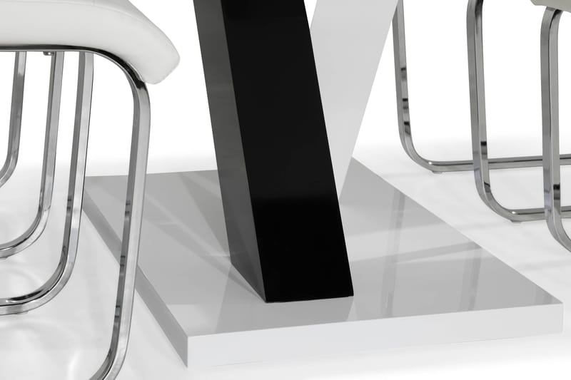 Cesi Matgrupp 140 cm med 4 Cibus Stol - Vit/Svart/Svart PU/Krom - Möbler - Bord & matgrupper - Matgrupper