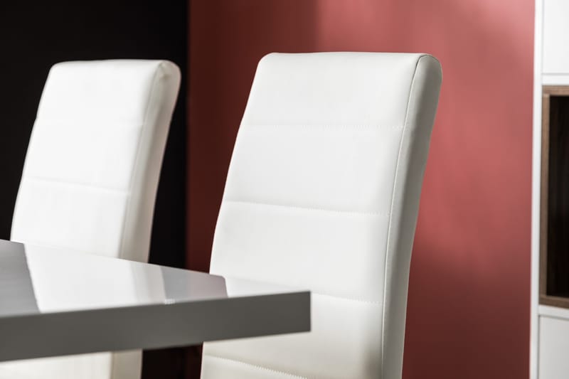 Cesi Matgrupp 140 cm med 4 Cibus Stol - Vit/Svart/Svart PU/Krom - Möbler - Bord & matgrupper - Matgrupper