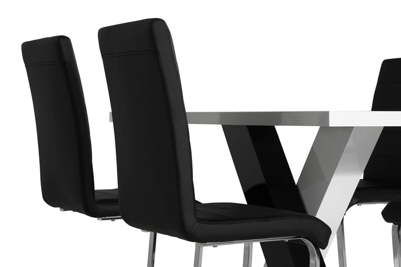 Cesi Matgrupp 140 cm med 4 Cibus Stol - Vit/Svart/Svart PU/Krom - Möbler - Bord & matgrupper - Matgrupper
