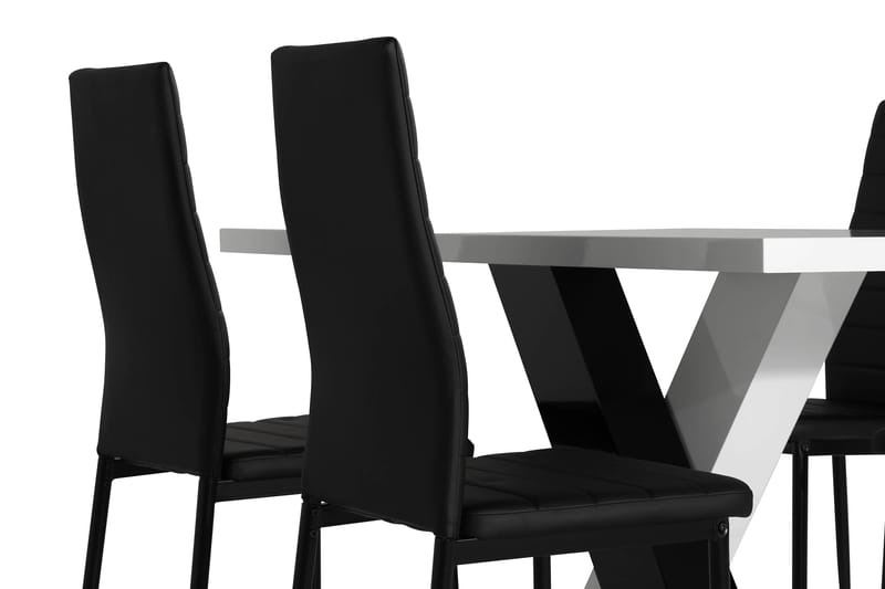 Cesi Matgrupp 140 cm med 4 Ted Stol - Vit/Svart - Möbler - Bord & matgrupper - Matgrupper