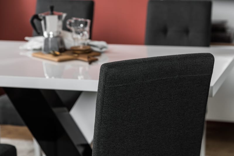 Cesi Matgrupp 140 cm med 4 Viktor Stol - Vit/Svart/Svart PU - Möbler - Bord & matgrupper - Matgrupper