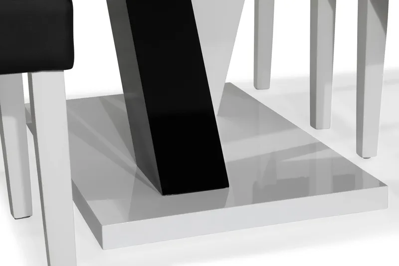 Cesi Matgrupp 140 cm med 4 Viktor Stol - Vit/Svart/Svart PU - Möbler - Bord & matgrupper - Matgrupper