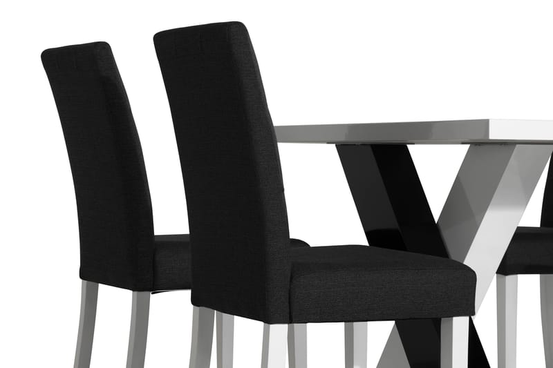 Cesi Matgrupp 140 cm med 4 Viktor Stol - Vit/Svart/Svart PU - Möbler - Bord & matgrupper - Matgrupper
