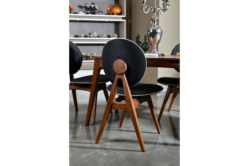 Charbel Matgrupp 160 cm med 4 matstolar - Valnöt/Antracit - Möbler - Bord & matgrupper - Matgrupper