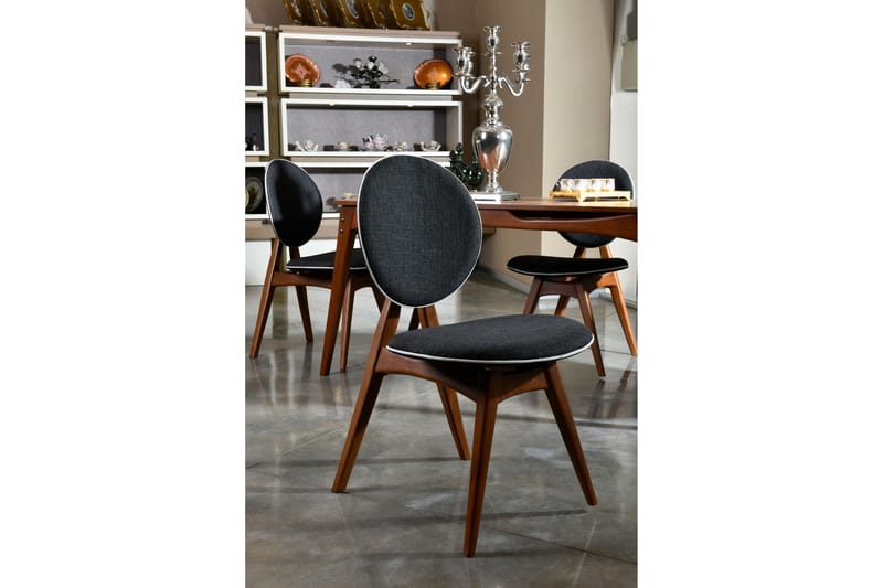 Charbel Matgrupp 160 cm med 4 matstolar - Valnöt/Antracit - Möbler - Bord & matgrupper - Matgrupper