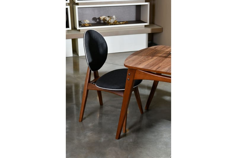 Charbel Matgrupp 160 cm med 4 matstolar - Valnöt/Antracit - Möbler - Bord & matgrupper - Matgrupper