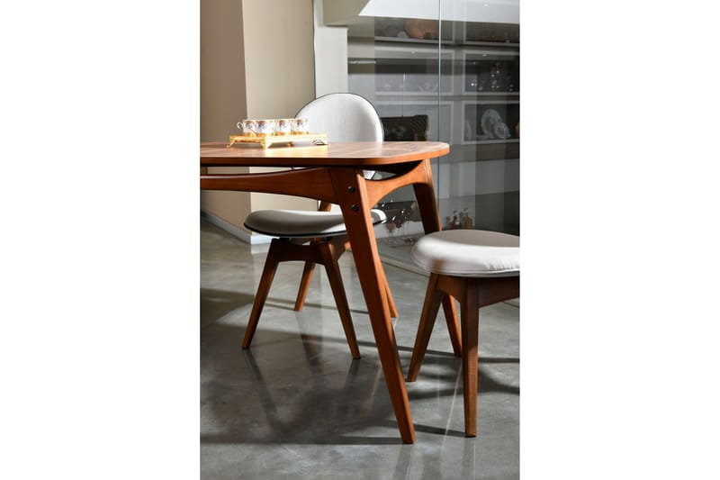 Charbel Matgrupp 160 cm med 4 matstolar - Valnöt/Cream - Möbler - Bord & matgrupper - Matgrupper