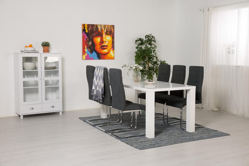 Cibus Matgrupp 180 cm med 6 Cibus Stol - Vit/Mörkgrå - Möbler - Bord & matgrupper - Matgrupper