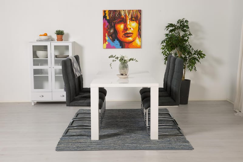 Cibus Matgrupp 180 cm med 6 Cibus Stol - Vit/Mörkgrå - Möbler - Bord & matgrupper - Matgrupper