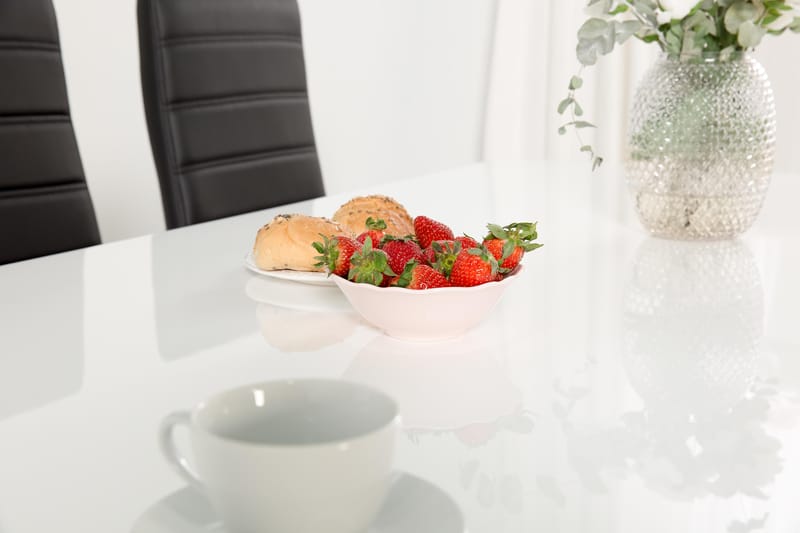 Cibus Matgrupp 180 cm med 6 Stolar - Vit/Svart Konstläder - Möbler - Bord & matgrupper - Matgrupper