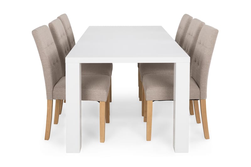 Cibus Matgrupp 180 cm med 6 Viktor Stol - Vit/Beige/Ek - Möbler - Bord & matgrupper - Matgrupper