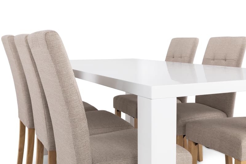 Cibus Matgrupp 180 cm med 6 Viktor Stol - Vit/Beige/Ek - Möbler - Bord & matgrupper - Matgrupper