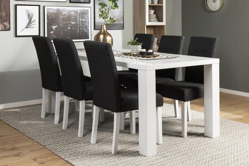 Cibus Matgrupp 180 cm med 6 Viktor Stol - Vit/Mörkgrå - Möbler - Bord & matgrupper - Matgrupper