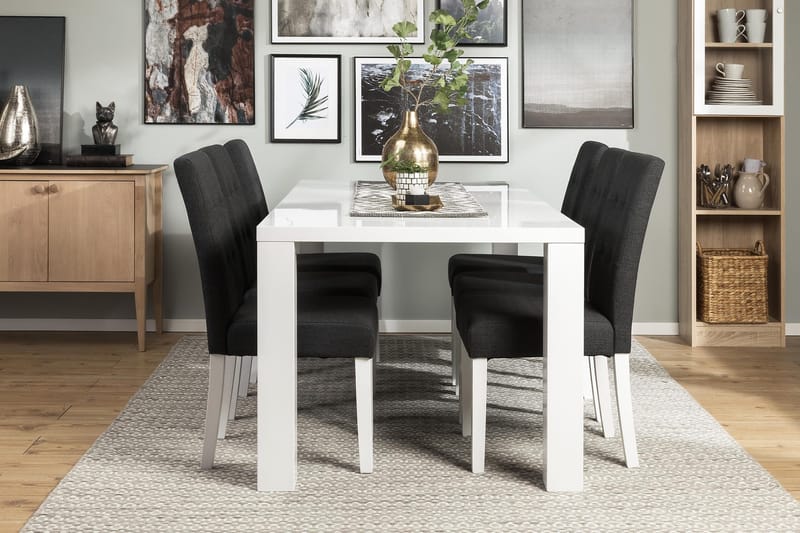 Cibus Matgrupp 180 cm med 6 Viktor Stol - Vit/Mörkgrå - Möbler - Bord & matgrupper - Matgrupper