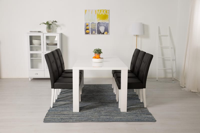 Cibus Matgrupp 180 cm med 6 Viktor Stol - Vit/Svart - Möbler - Bord & matgrupper - Matgrupper