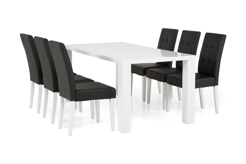 Cibus Matgrupp 180 cm med 6 Viktor Stol - Vit/Svart - Möbler - Bord & matgrupper - Matgrupper