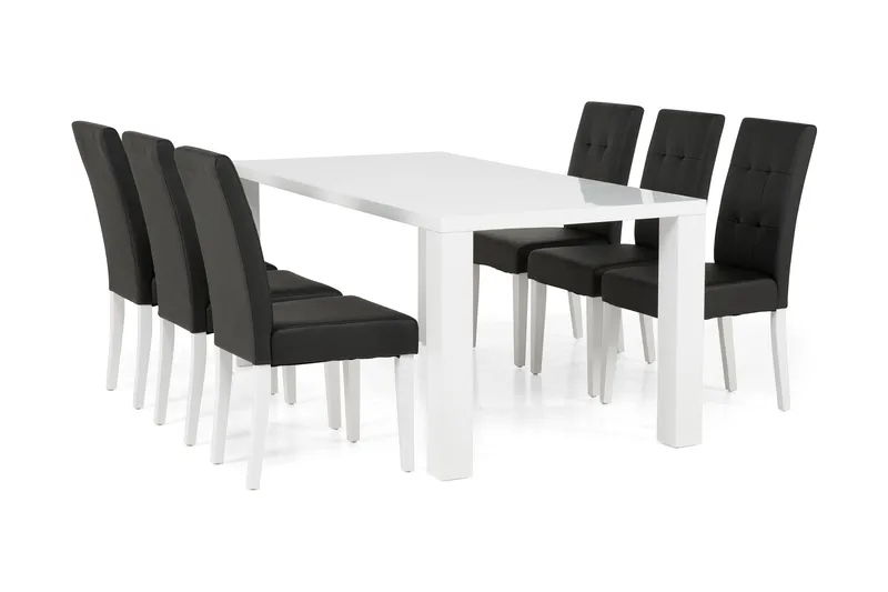 Cibus Matgrupp 180 cm med 6 Viktor Stol - Vit/Svart - Möbler - Bord & matgrupper - Matgrupper