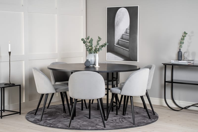 Copenhagen Matgrupp 140 cm Rund med 6 Velvet stolar - Möbler - Bord & matgrupper - Matgrupper