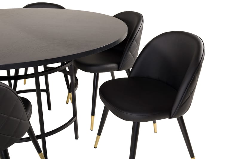 Copenhagen Matgrupp med 6 Valera Matstolar Mässing/Svart - Furniture Fashion - Möbler - Bord & matgrupper - Matgrupper