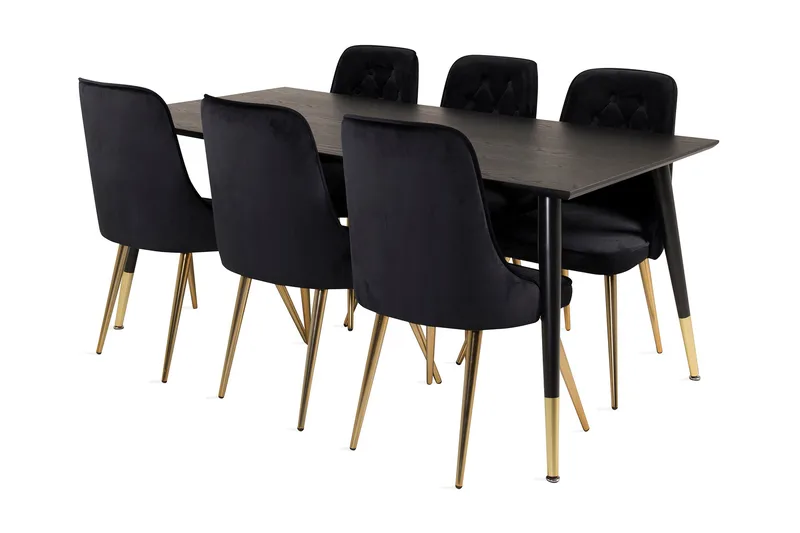Daicy Matbord 180 cm med 6 st Valerie Lyx Sammetsstol, undefined