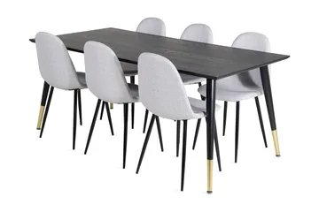 Daicy Matgrupp 180 cm inkl 6 Ypas Stolar - Svart/Mässing/Grå - Möbler - Bord & matgrupper - Matgrupper