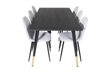 Daicy Matgrupp 180 cm inkl 6 Ypas Stolar - Svart/Mässing/Grå - Möbler - Bord & matgrupper - Matgrupper
