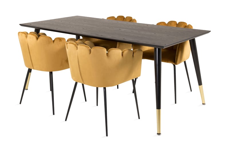Daicy Matgrupp 180 cm med 4 Limhamn Matstolar Gul - Furniture Fashion - Matgrupper