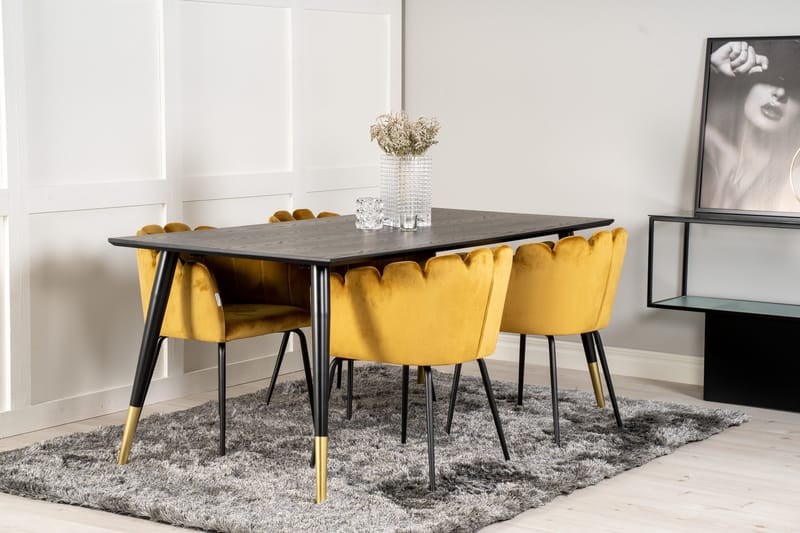 Daicy Matgrupp 180 cm med 4 Limhamn Matstolar Gul - Furniture Fashion - Möbler - Bord & matgrupper - Matgrupper