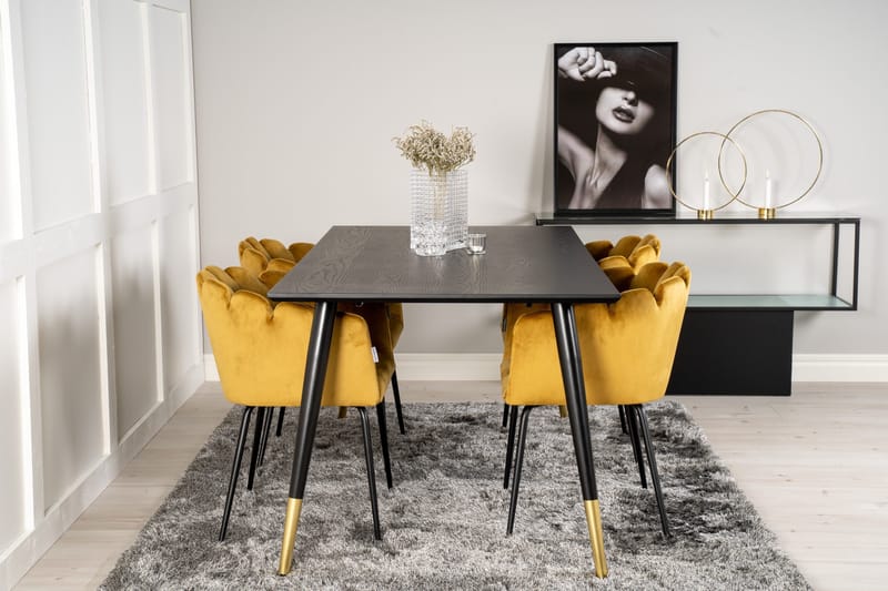 Daicy Matgrupp 180 cm med 4 Limhamn Matstolar Gul - Furniture Fashion - Möbler - Bord & matgrupper - Matgrupper