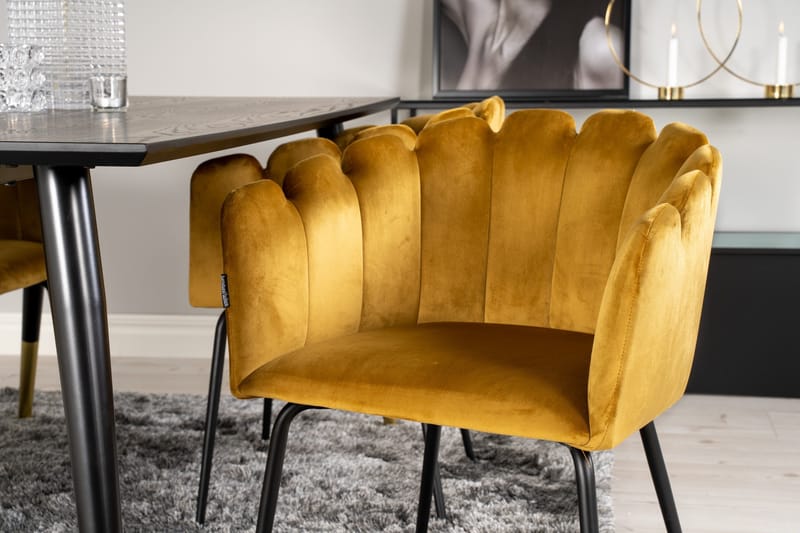 Daicy Matgrupp 180 cm med 4 Limhamn Matstolar Gul - Furniture Fashion - Möbler - Bord & matgrupper - Matgrupper