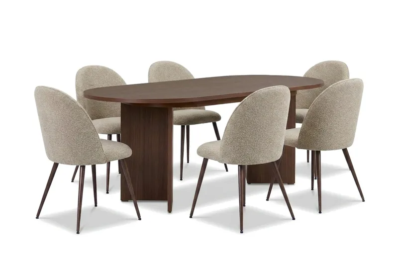 Dano Utdragbart Matbord 160-200 cm med 6 Nibe Plus Matstolar, undefined