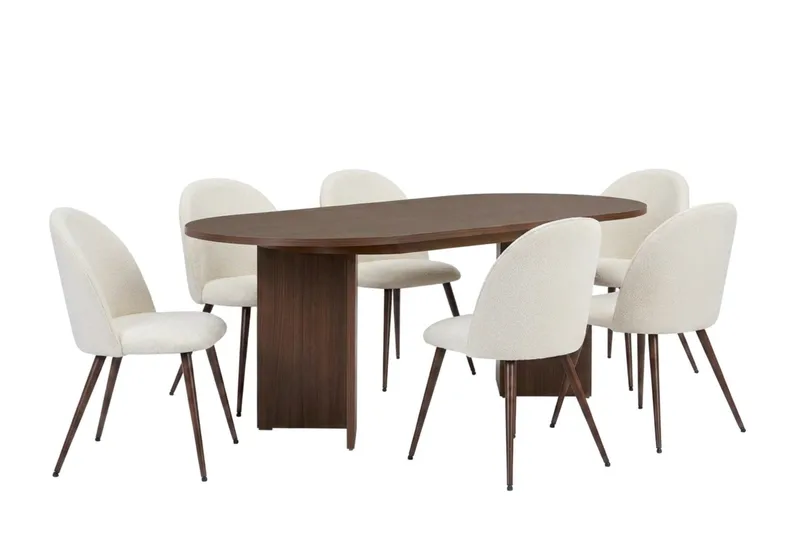 Dano Utdragbart Matbord 160-200 cm med 6 Nibe Plus Matstolar, undefined