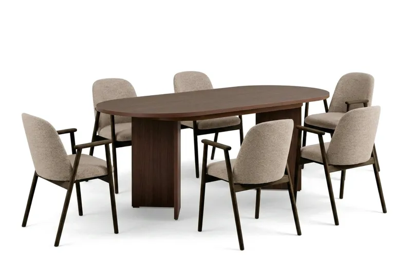 Dano Utdragbart Matbord 160-200 cm med 6 Reciclar Matstolar, undefined
