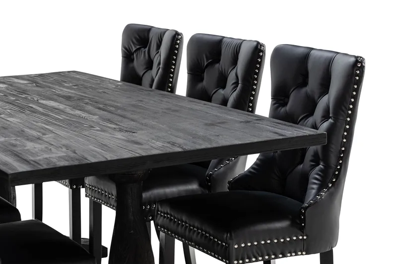 Dijon Matgrupp 200 cm inkl 6 Bergviken Stolar Konstläder - Brun - Möbler - Bord & matgrupper - Matgrupper