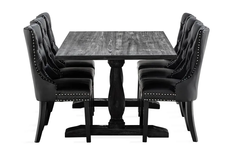 Dijon Matgrupp 200 cm inkl 6 Bergviken Stolar Konstläder - Brun - Möbler - Bord & matgrupper - Matgrupper