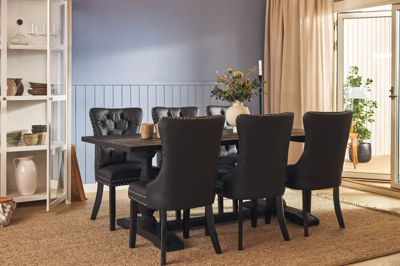 Dijon Matgrupp 200 cm inkl 6 Bergviken Stolar Konstläder - Brun - Möbler - Bord & matgrupper - Matgrupper