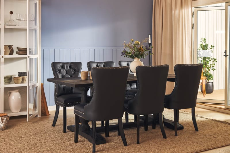 Dijon Matgrupp 200 cm inkl 6 Bergviken Stolar Konstläder - Brun - Möbler - Bord & matgrupper - Matgrupper