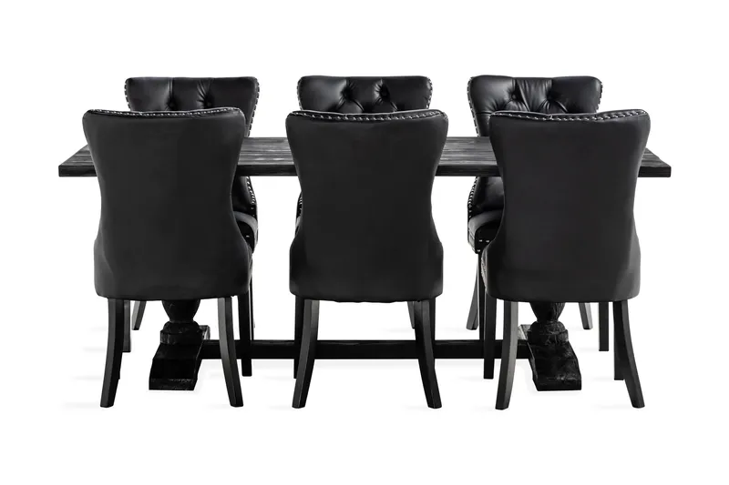 Dijon Matgrupp 200 cm inkl 6 Bergviken Stolar Konstläder - Brun - Möbler - Bord & matgrupper - Matgrupper