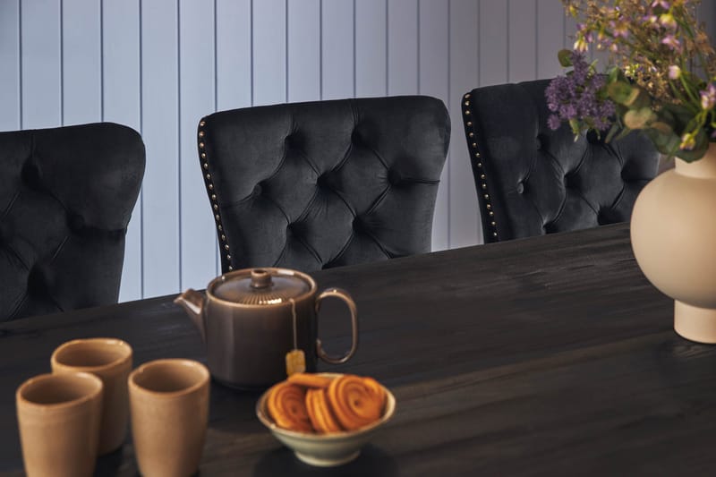 Dijon Matgrupp 200 cm inkl 6 Bergviken Stolar Sammet - Brun / Svart / Sammet - Förvaring - Förvaringsmöbler - Sideboard & skänk