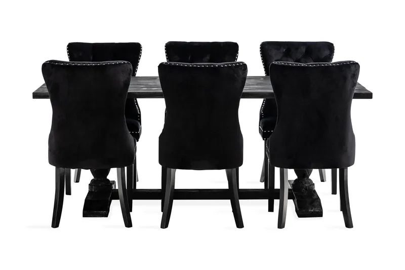 Dijon Matgrupp 200 cm inkl 6 Bergviken Stolar Sammet - Brun / Svart / Sammet - Förvaring - Förvaringsmöbler - Sideboard & skänk