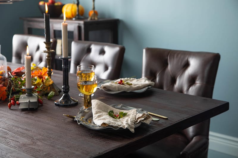 Dijon Matgrupp 200 cm med 6 Tuva Fåtölj - Vintage Trä / Brun Pu - Möbler - Bord & matgrupper - Matgrupper