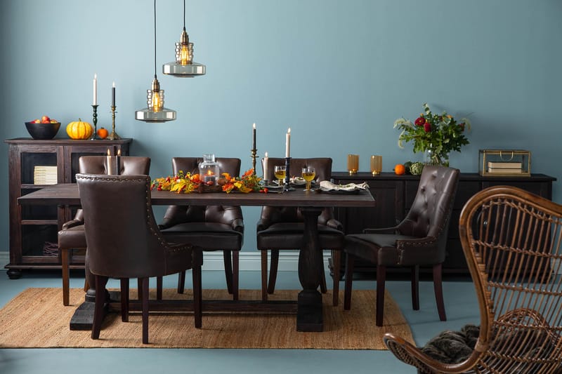 Dijon Matgrupp 200 cm med 6 Tuva Fåtölj - Vintage Trä / Brun Pu - Möbler - Bord & matgrupper - Matgrupper