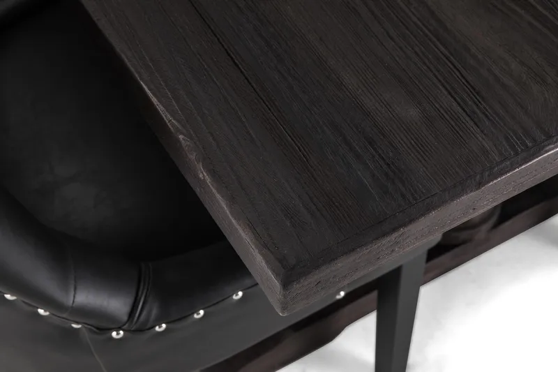 Dijon Matgrupp 200 cm med 6 Tuva Fåtölj - Vintage Trä / Svart Pu - Möbler - Bord & matgrupper - Matgrupper